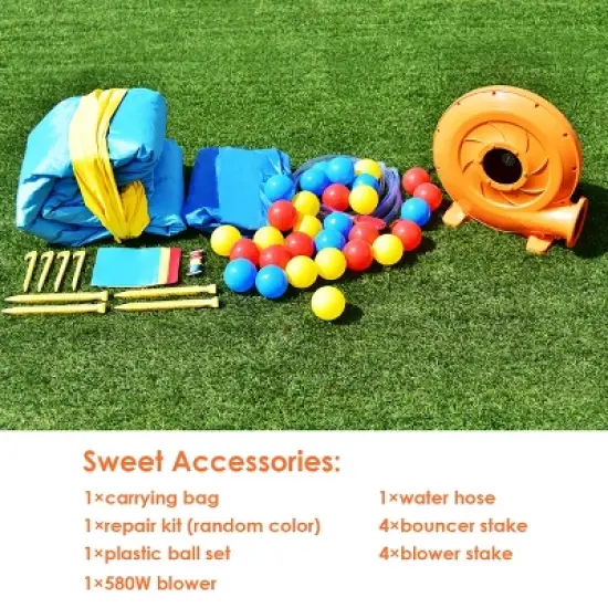 Costway Inflatable Bounce House Kids Slide Jumping Castle Bouncer w/Pool and 580W Blower image {7}