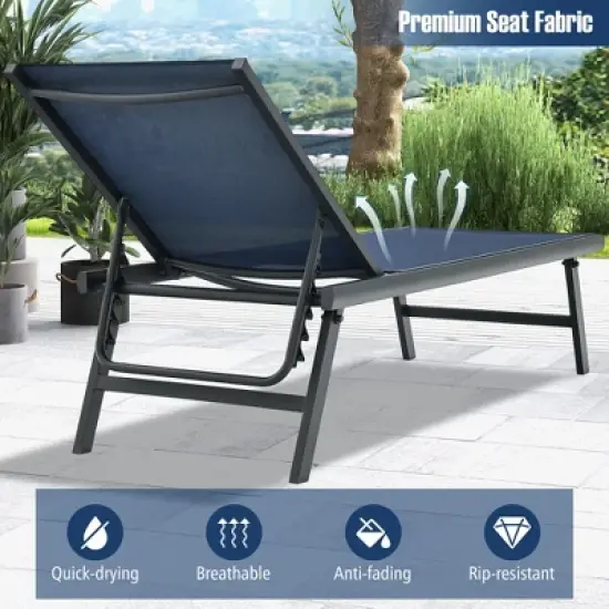 Tangkula 3pcs Patio Chaise Lounge Set Aluminum Recliner Chair Table Outdoor Adjust image {5}