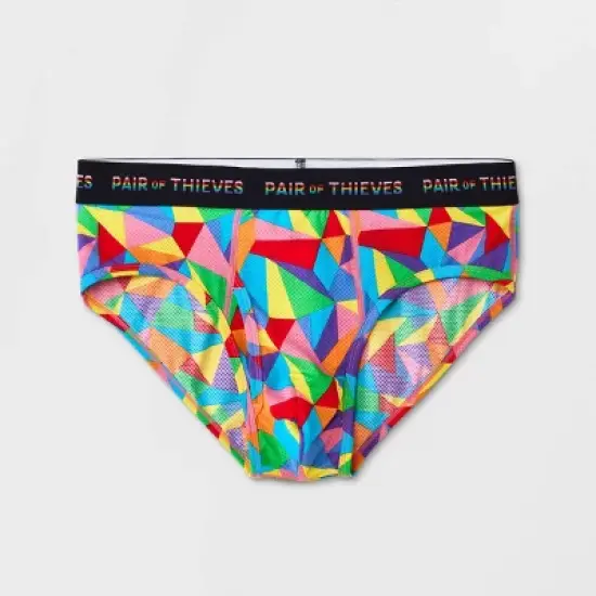 Pair of Thieves Men's Rainbow Abstract Print Super Fit Briefs - Red/Blue/Green image {8}