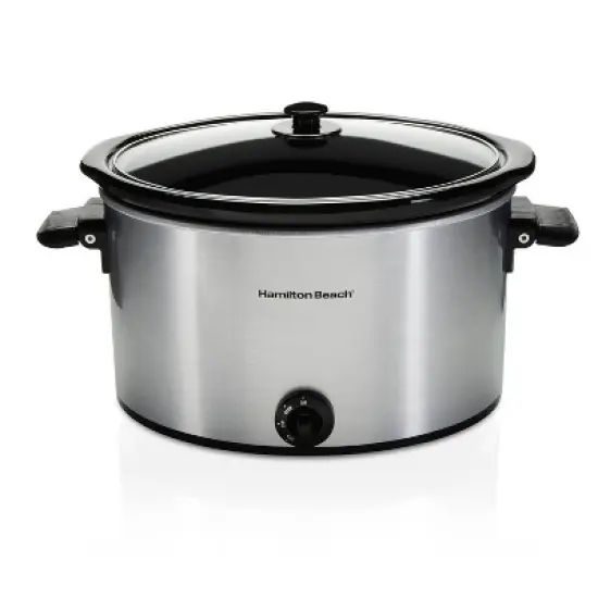Hamilton Beach 10qt Slow Cooker - Silver: Large Stoneware Pot, 4 Knob Settings, Stay-Cool Handles, 450W, Hand Wash image {1}