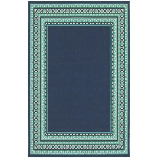 Marlowe Border Patio Rug Navy/Green image {8}