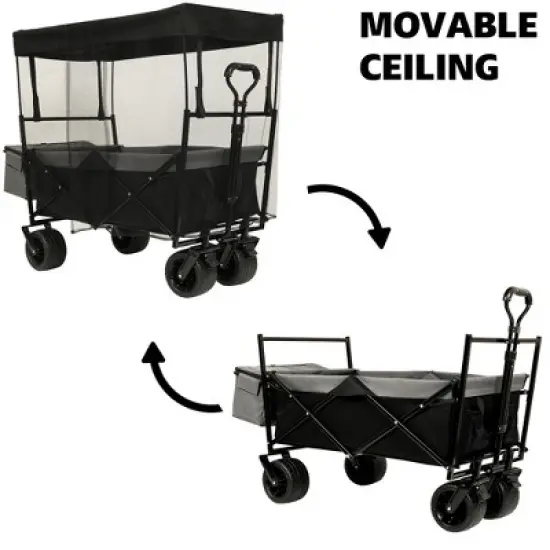 Lirago 7" Collapsible Baby Stroller Wagon 480Lbs with Canopy Mosquito Net All Terrain Wheels Adjustable Handle Black image {1}