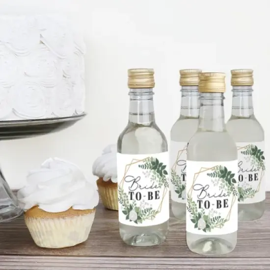 Big Dot of Happiness Boho Botanical Bride - Mini Wine & Champagne Bottle Label Stickers - Greenery Bridal Shower & Wedding Party Favor Gift for 16 Ct image {2}