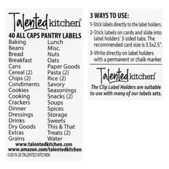Talented Kitchen Talented Kitchen 8 Piece Metal Basket Labels Clip On Holders with 40 Labels, Black Label Clips for Storage Bins image {7}