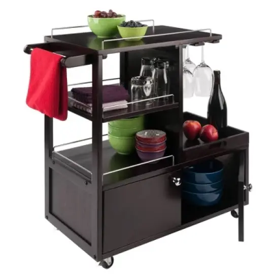 Galen Entertainment Cart with Serving Tray Wood/Espresso - Winsome image {8}