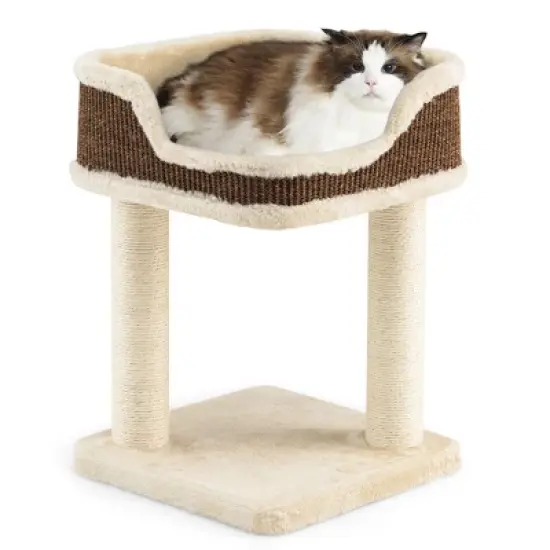 Tangkula Cat Tree Multi-Level Cat Tower w/ Scratching Posts & Large Plush Perch image {9}