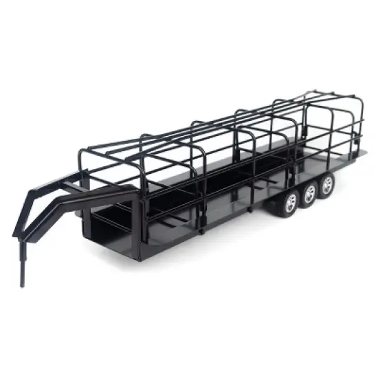 1/16 Little Buster Toys Black Gooseneck Long Trailer with Split Gates, 200849 image {1}