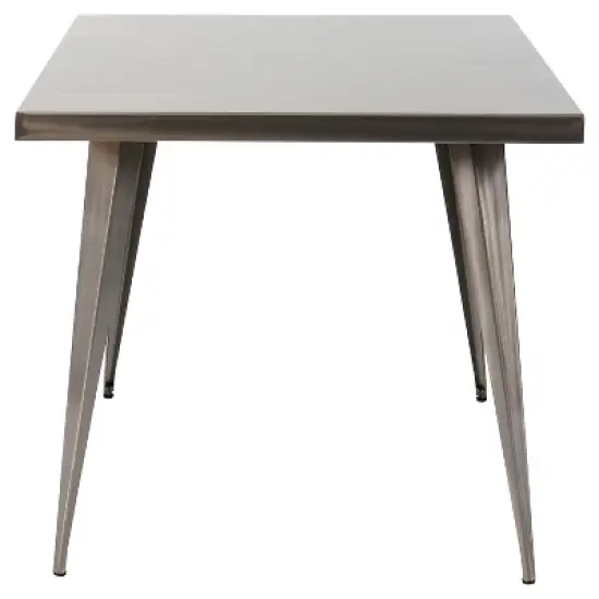 Austin 32" Metal Dining Table Cleared Brush Silver Finish - LumiSource image {2}