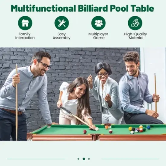 Costway Folding Pool Table Set with Foldable Legs Adjustable Foot Levelers 2 Cues 2 Chalks image {3}