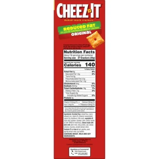 Cheez-It Reduced Fat Original Baked Snack Crackers - 19oz image {1}