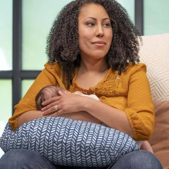 Boppy Original Support Nursing Pillow - Blue Herringbone image {3}