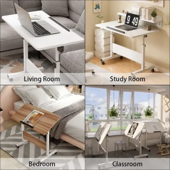 Standing  Computer Desk with Wheels ，Height Adjustable，Mobile Computer Table Sit Stand Up for Work Office Home image {4}