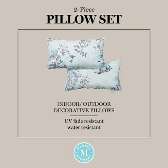 MARTHA STEWART Charming Foliage Indoor Outdoor Decorative Lumbar Pillow 2-Pack Set image {5}