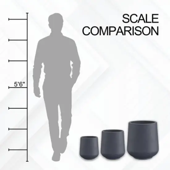 Rosemead Home & Garden 3pc Concrete Outdoor Planter Pot Black image {11}