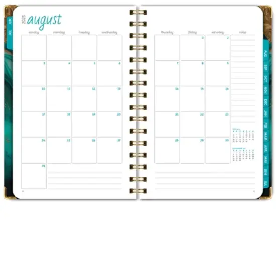 Global Printed Products Hardcover AY 2025-2026 Fashion Planner - 5.5"x8" (Teal Gold Marble) image {2}