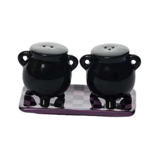 Transpac Dolomite Cauldron Salt and Pepper Shaker Set of 3 for Halloween Decor, Fun Kitchen Accessories for Spooky Season image {2}