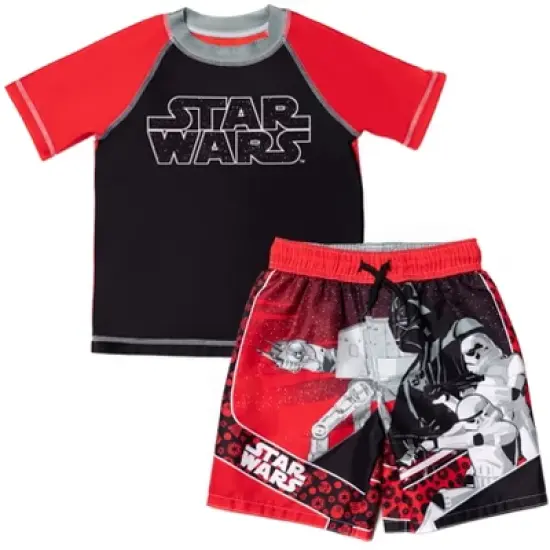 Star Wars Stormtrooper Darth Vader Rash Guard and Swim Trunks Outfit Set Little Kid to Big Kid image {7}