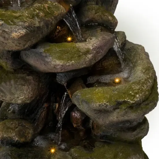 Alpine Corporation 39" 6 Tier Resin Fountain Gray & Brown: Outdoor Electric Water Feature, Weather-Resistant image {4}