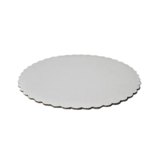 O'Creme White Scalloped Round Cake Board, 6", Pack of 10 image {1}