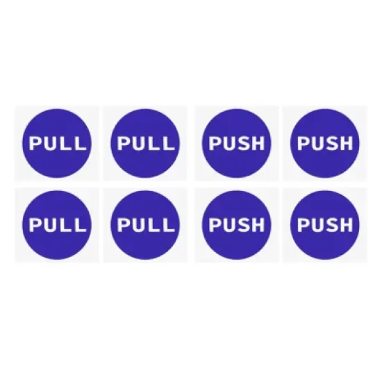 Unique Bargains PVC Self-Adhesive Waterproof Round Shop Push Pull Door Sign 4 Set image {6}