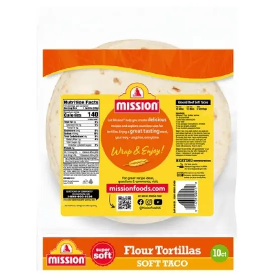 Mission Taco Size Super Soft Flour Tortillas - 17.5oz/10ct image {1}