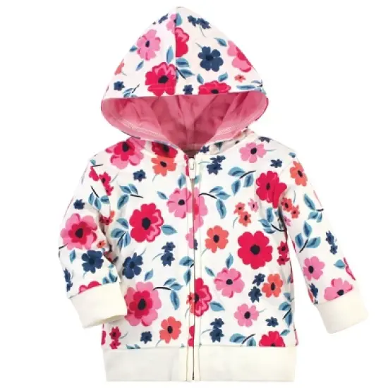 Touched by Nature Baby and Toddler Girl Organic Cotton Hoodie, Bodysuit or Tee Top, and Pant, Garden Floral image {1}