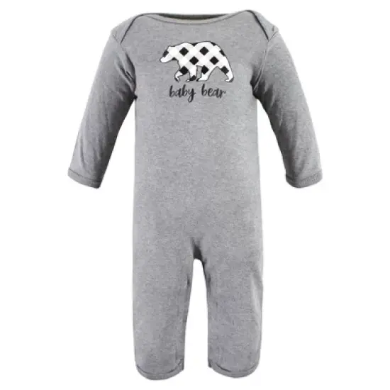Hudson Baby Unisex Baby Cotton Coveralls, Baby Bear Gray Black image {2}