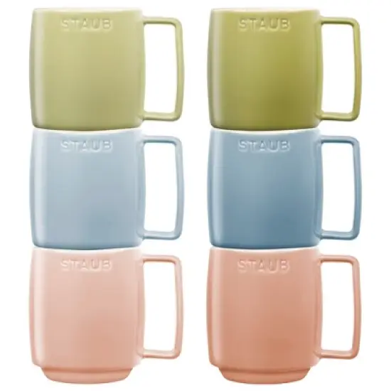 Staub Ceramic Dinnerware 6-pc 12 oz. Mug Set - Macaron Pastels image {4}