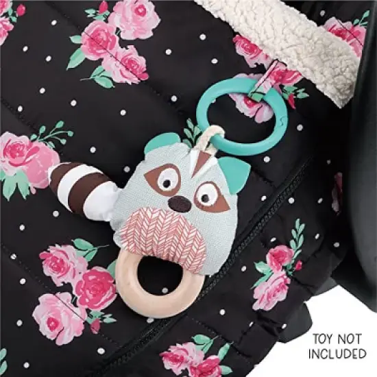The Peanutshell Seasonal Car Seat Cover, Floral Rose, Black/Pink image {4}