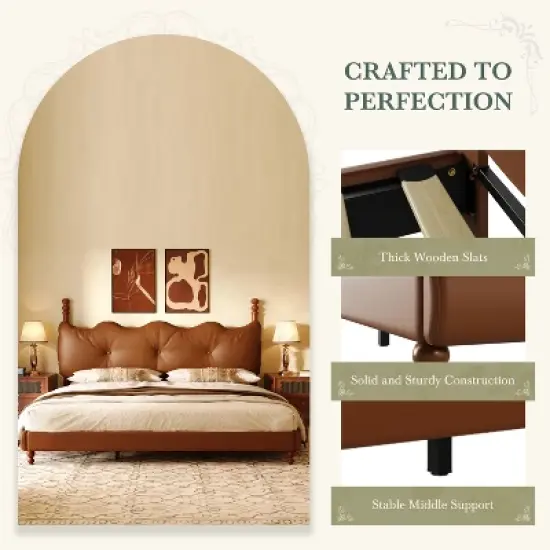 Christopher Knight Home Calka Modern Faux Leather Upholstered Coffee Bed with Headboard image {4}