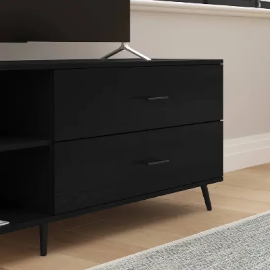 65" June Mid-Century Modern TV Stand for TVs up to 65" with Adjustable Shelf Black - Taylor & Logan image {2}