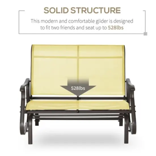 Dexmalle Beige Patio Glider Bench with Powder Coated Steel Frame image {3}