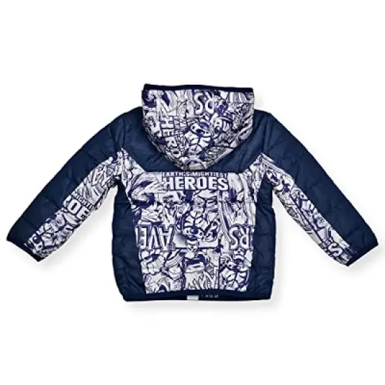 Marvel Boy's Avengers Heroes Comics Style Puffer Jacket, Zip Up Hoodie with Soft Interior for kids image {1}