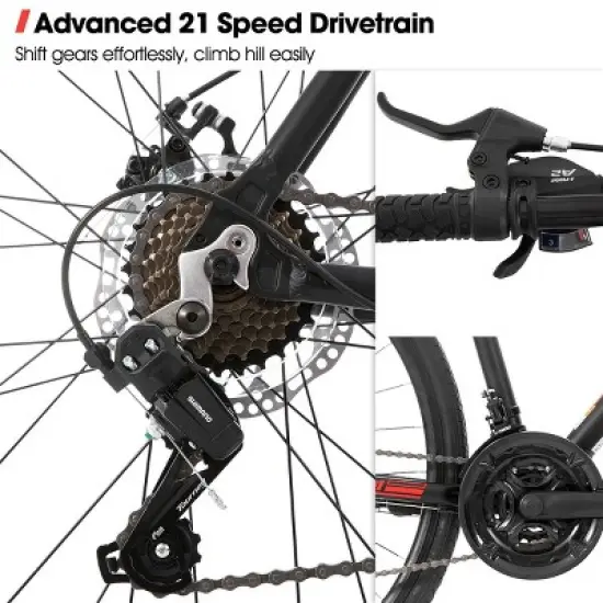 HILAND Clifford 700C Hybrid Bike, 21 Speeds Urban City Commuter Bicycle image {6}