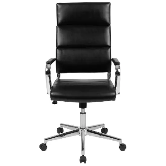 Merrick Lane High Panel-Back Ergonomic Office Chair with Padded Metal Arms Executive Swivel Computer Desk Chair image {5}