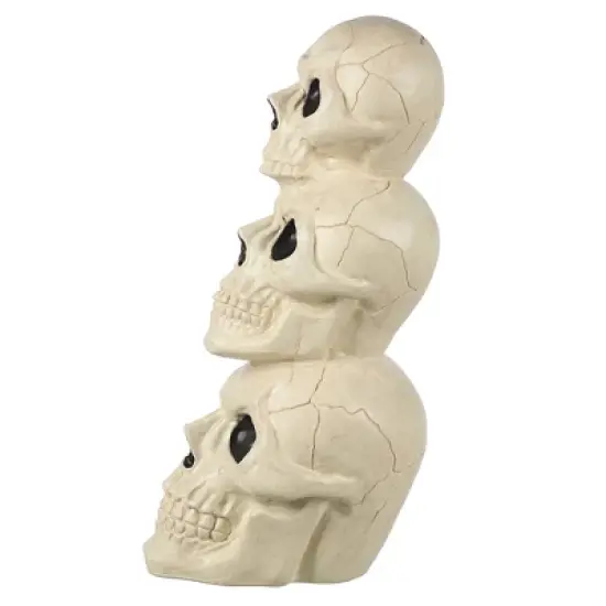 BOO BOX Stacked Skulls with LED Eyes and Sound, 27.5" Scary Skeleton Halloween Decoration for Home, Porch, or Yard Indoor Outdoor image {3}