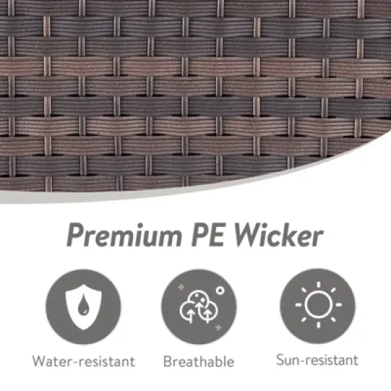 POCASSY 4 Piece Patio Furniture Set with Swivel Chairs and Ottomans, Metal Armrest Swivel Outdoor Chair Set Brown Wicker Swivel Patio Chairs for Porch image {10}