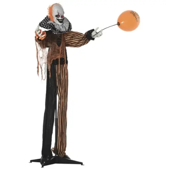 Outsunny 65.25" Life Size Outdoor Halloween Decorations Talking Circus Clown with Balloon, Animated Prop with Sound and Motion Activated image {3}