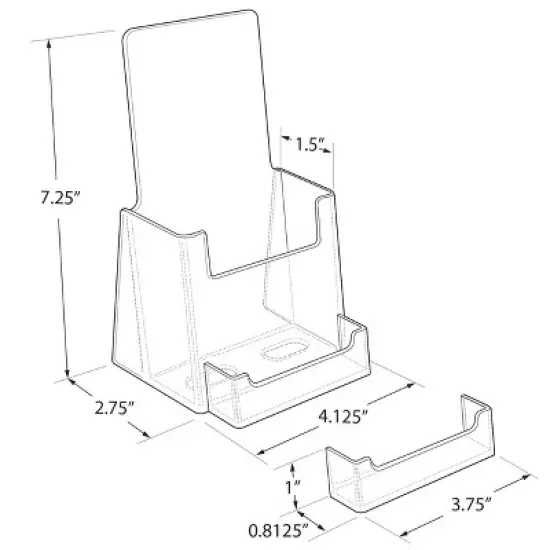 Azar Displays Trifold Brochure Holder w/ Business Card Pocket. Inside Dimension: 4.125"W image {2}