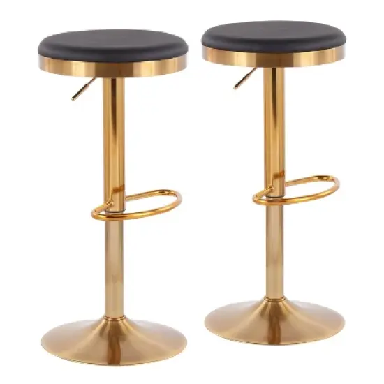 Set of 2 Dakota Glam Adjustable Barstools - LumiSource  image {9}