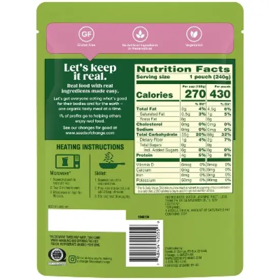 Seeds of Change Organic Jasmine Rice Microwavable Pouch - 8.5oz image {2}