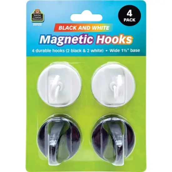 Teacher Created Resources&reg; Black & White Magnetic Hooks, Pack of 4 image {1}