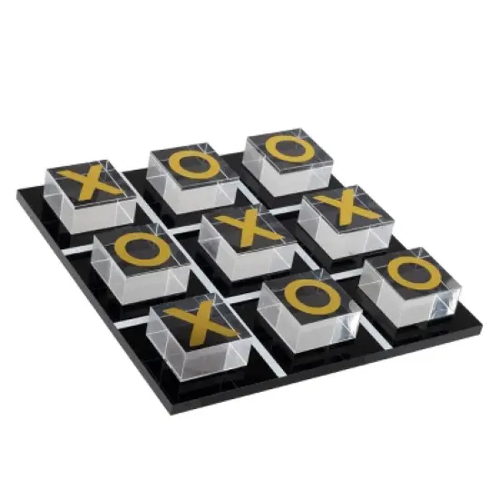 Trademark Games Acrylic Tic Tac Toe Game &ndash; Fun Strategy Game, Tabletop Decoration and Functional Desk D&eacute;cor - Black, Clear and Gold image {5}