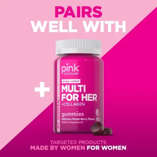 Pink Vitamins Dazzling Hair Skin Nails + Collagen Gummies - Strawberry - 60ct image {5}