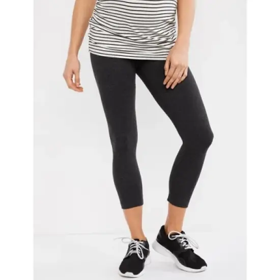 Essential Stretch Secret Fit Belly Heathered Maternity Crop Leggings | Motherhood Maternity image {1}