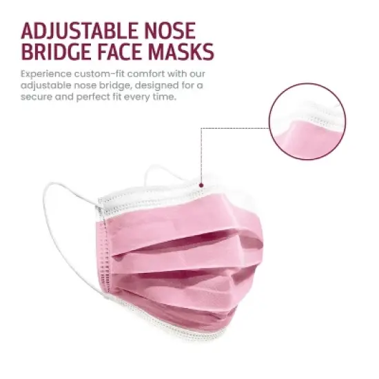 MagiCare - Multicolor Protective Face Masks for Adults - Breathable 3-Layer Disposable Masks - 50ct Box image {2}