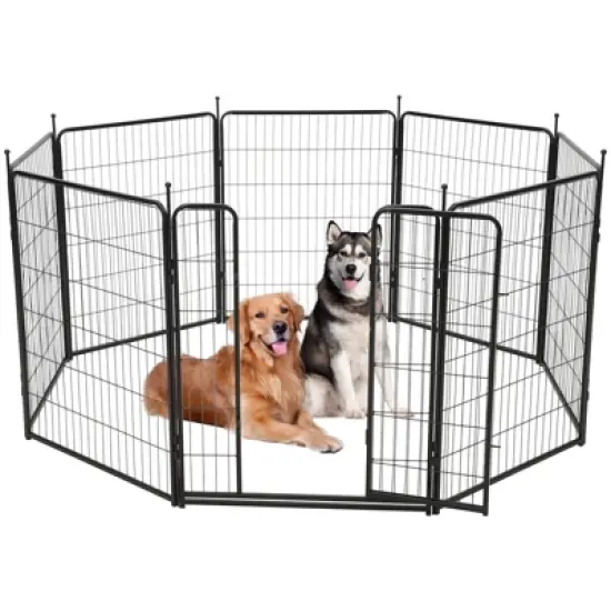 Dog Playpen,48 Inch(H) 18 Ft(L) 8 Panels Dog Fence Indoor/Outdoor ,Heavy Duty Metal Pet Puppy Exercise Pen,  Wide Door Low Threshold image {8}