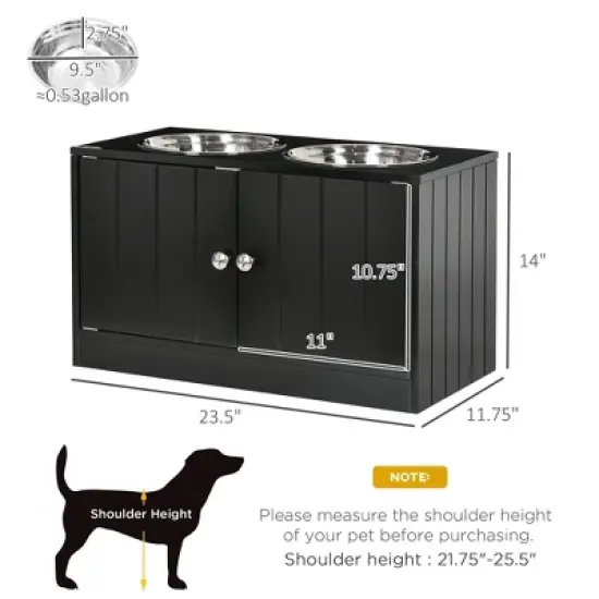 Gulches Magnetic-Door Dog Food Storage Cabinet & Feeding Station - Black image {4}