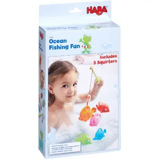 HABA Water Friends Ocean Fishing Fun Bath Toy with 5 Squirting Fish image {5}