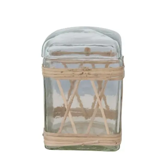Storied Home Rattan Wrapped Glass Jar with Lid image {3}